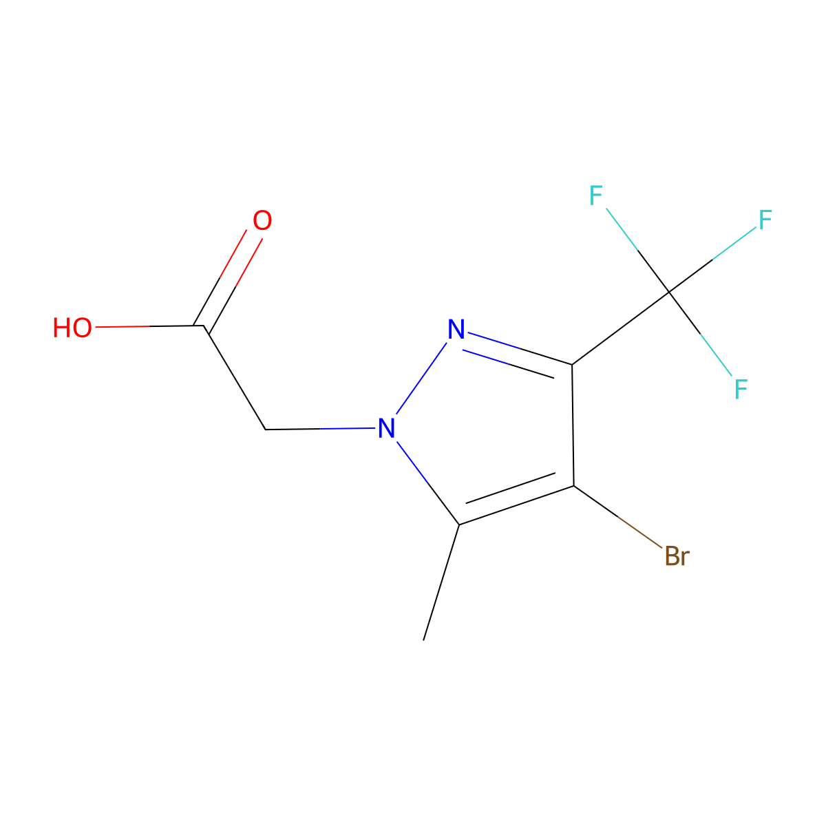 2-(4-bromo-5-methyl-3-(trifluoromethyl)-1H-pyrazol-1-yl)acetic acid molecular structure, CAS 299405-26-8
