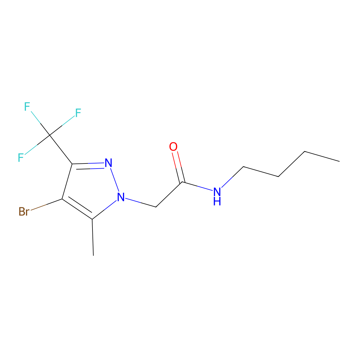 2-[4-bromo-5-methyl-3-(trifluoromethyl)pyrazol-1-yl]-N-butylacetamide molecular structure, CAS 299405-37-1