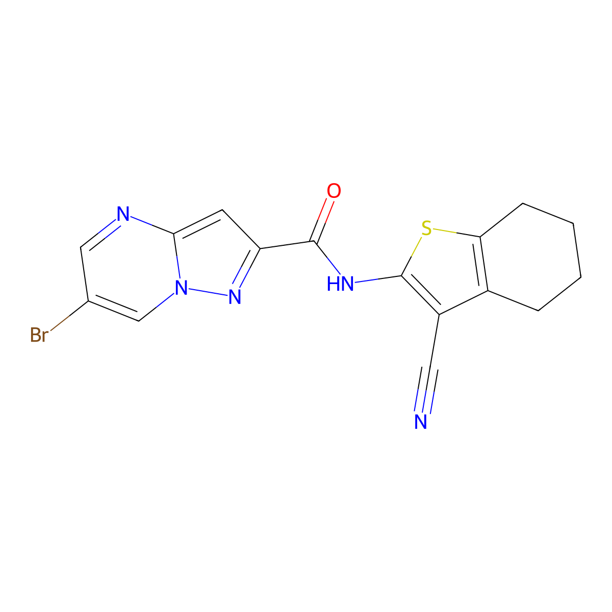 6-bromo-N-(3-cyano-4,5,6,7-tetrahydro-1-benzothiophen-2-yl)pyrazolo[1,5-a]pyrimidine-2-carboxamide molecular structure, CAS 299406-06-7