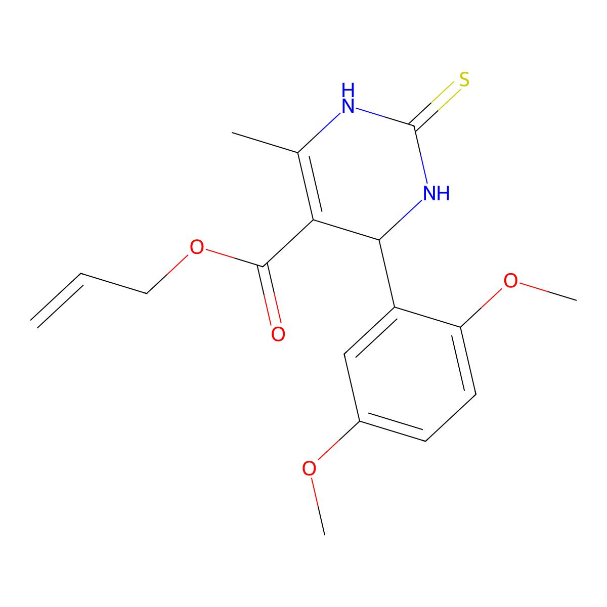 Allyl 4-(2,5-dimethoxyphenyl)-6-methyl-2-thioxo-1,2,3,4-tetrahydro-5-pyrimidinecarboxylate molecular structure, CAS 299406-82-9