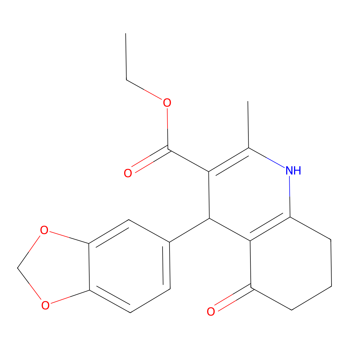 Ethyl 4-(1,3-benzodioxol-5-yl)-2-methyl-5-oxo-1,4,5,6,7,8-hexahydro-3-quinolinecarboxylate molecular structure, CAS 299407-02-6
