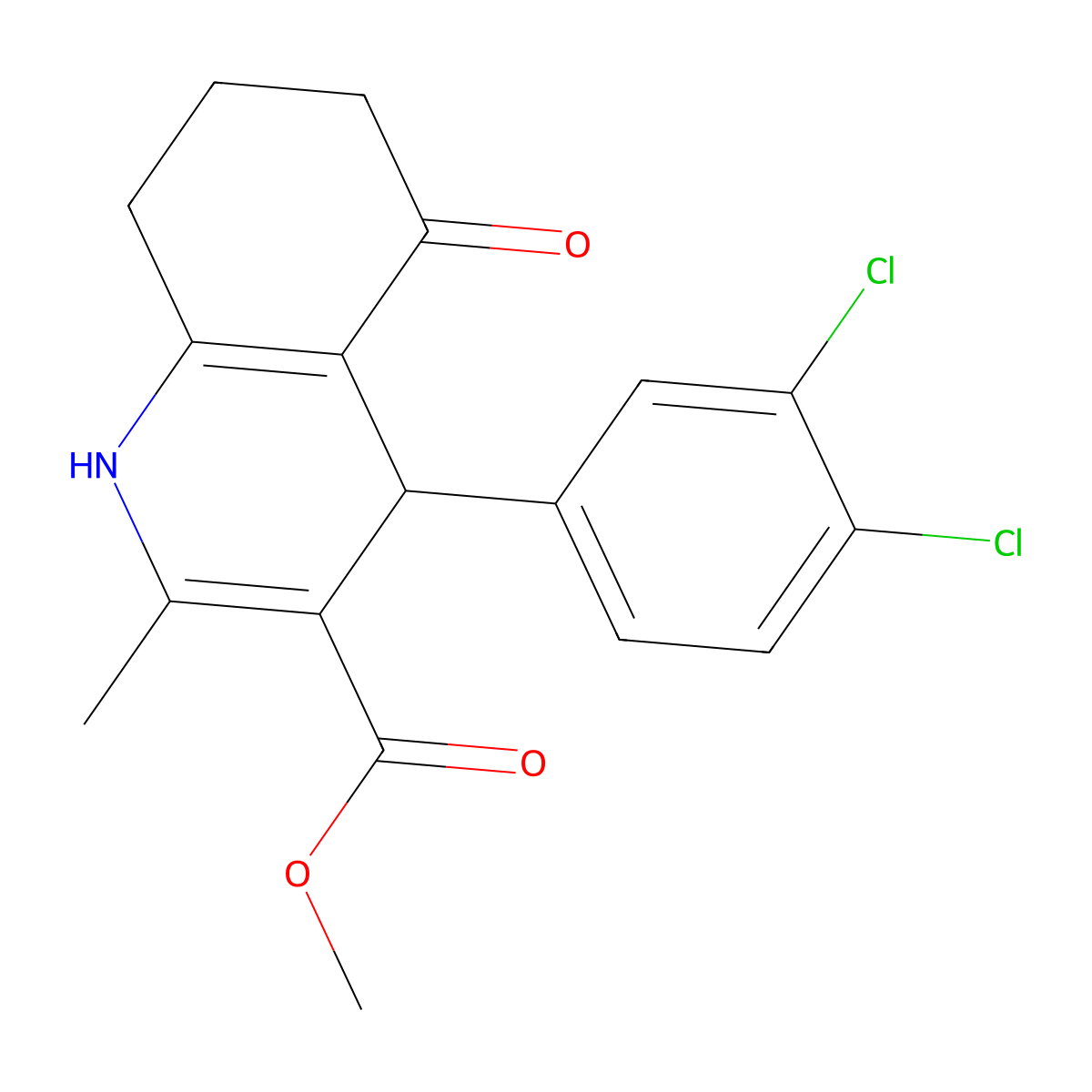 Methyl 4-(3,4-dichlorophenyl)-2-methyl-5-oxo-1,4,5,6,7,8-hexahydroquinoline-3-carboxylate molecular structure, CAS 299407-47-9