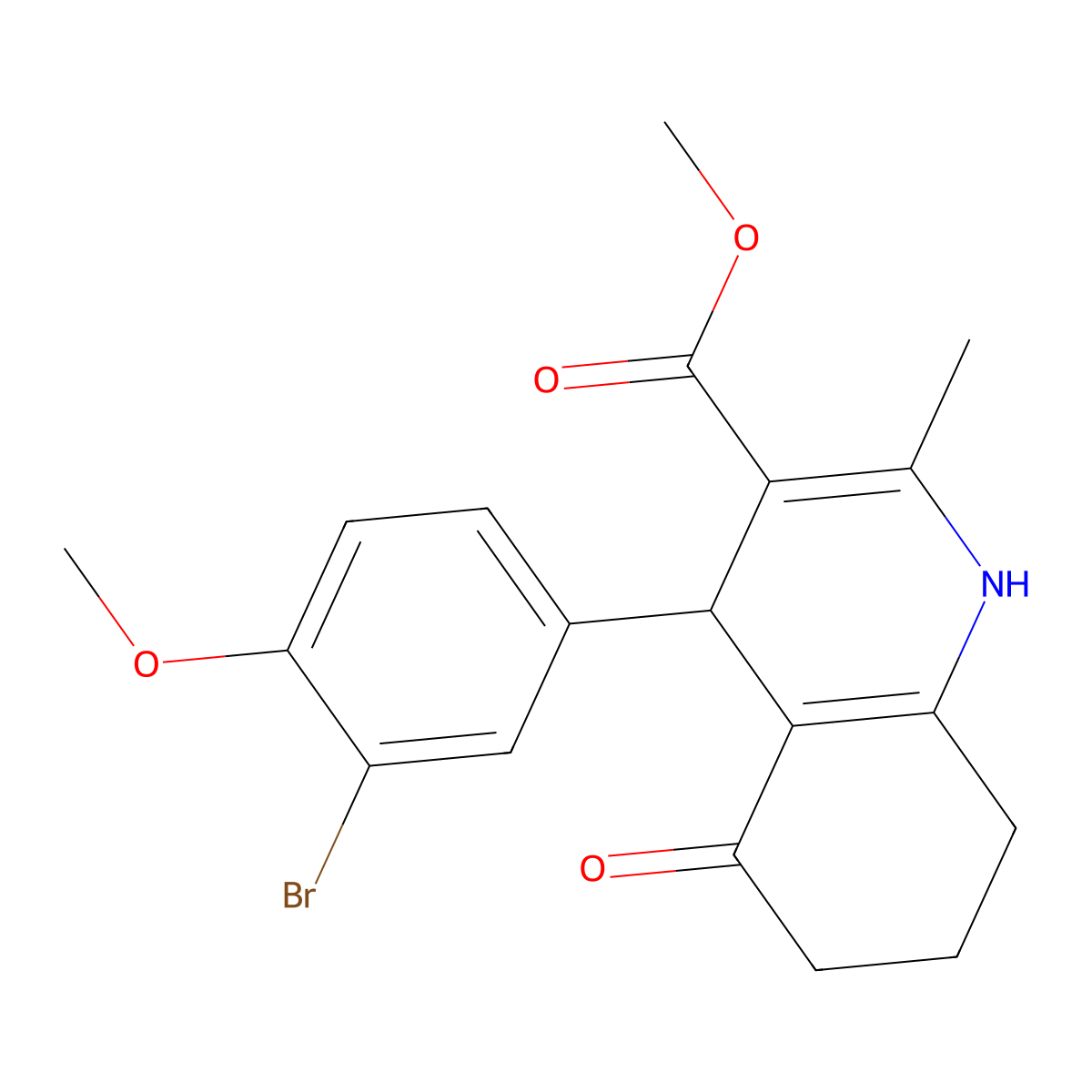 Methyl 4-(3-bromo-4-methoxyphenyl)-2-methyl-5-oxo-1,4,5,6,7,8-hexahydroquinoline-3-carboxylate molecular structure, CAS 299407-49-1