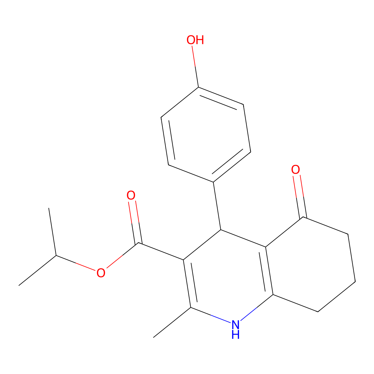 Propan-2-yl 4-(4-hydroxyphenyl)-2-methyl-5-oxo-1,4,5,6,7,8-hexahydroquinoline-3-carboxylate molecular structure, CAS 299407-76-4