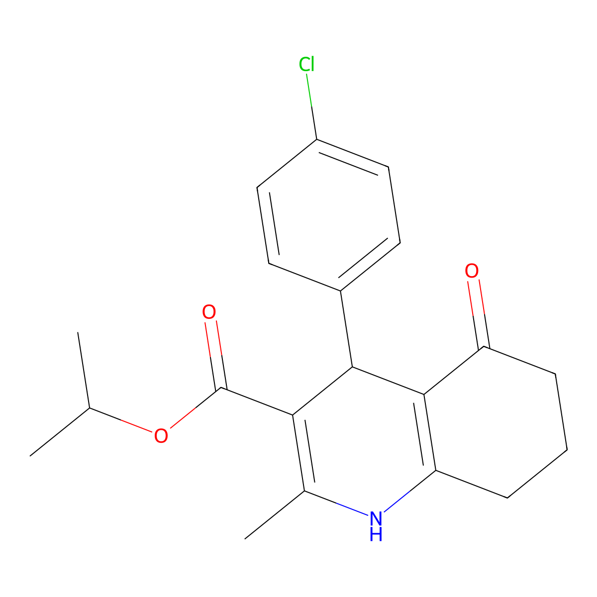 Propan-2-yl 4-(4-chlorophenyl)-2-methyl-5-oxo-1,4,5,6,7,8-hexahydroquinoline-3-carboxylate molecular structure, CAS 299407-80-0