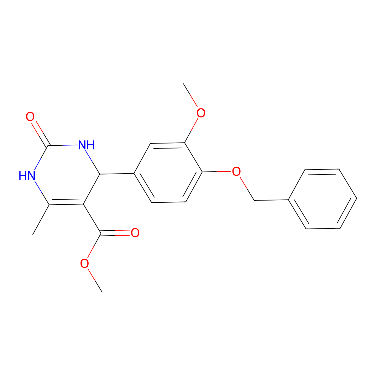 Methyl 4-[4-(benzyloxy)-3-methoxyphenyl]-6-methyl-2-oxo-1,2,3,4-tetrahydropyrimidine-5-carboxylate molecular structure, CAS 299407-82-2