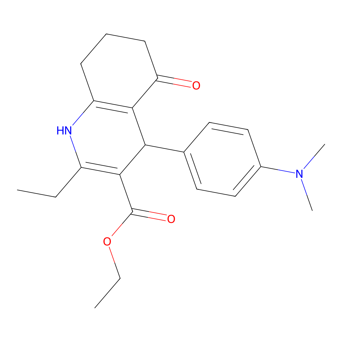 Ethyl 4-[4-(dimethylamino)phenyl]-2-ethyl-5-oxo-1,4,5,6,7,8-hexahydroquinoline-3-carboxylate molecular structure, CAS 299408-11-0