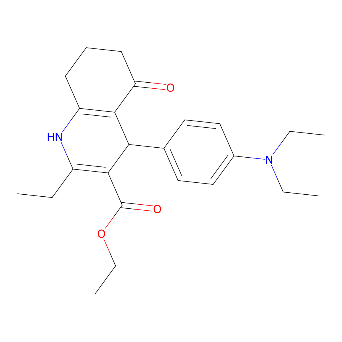 Ethyl 4-[4-(diethylamino)phenyl]-2-ethyl-5-oxo-1,4,5,6,7,8-hexahydroquinoline-3-carboxylate molecular structure, CAS 299408-16-5