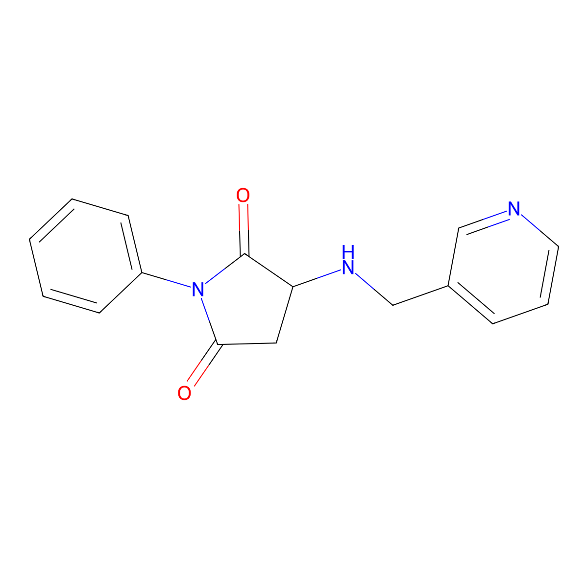 1-Phenyl-3-(pyridin-3-ylmethylamino)pyrrolidine-2,5-dione molecular structure, CAS 299408-26-7
