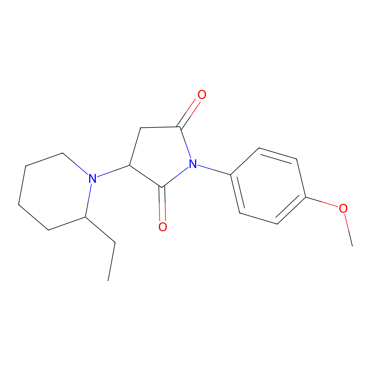 3-(2-Ethylpiperidin-1-yl)-1-(4-methoxyphenyl)pyrrolidine-2,5-dione molecular structure, CAS 299408-33-6