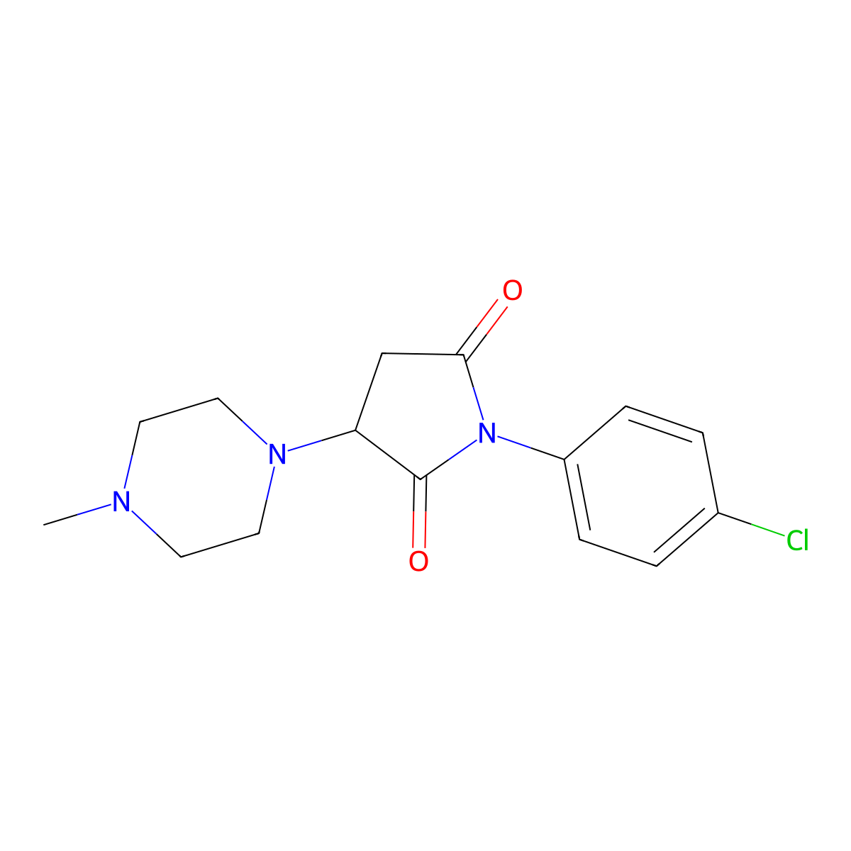 1-(4-Chlorophenyl)-3-(4-methylpiperazin-1-yl)pyrrolidine-2,5-dione molecular structure, CAS 299408-37-0