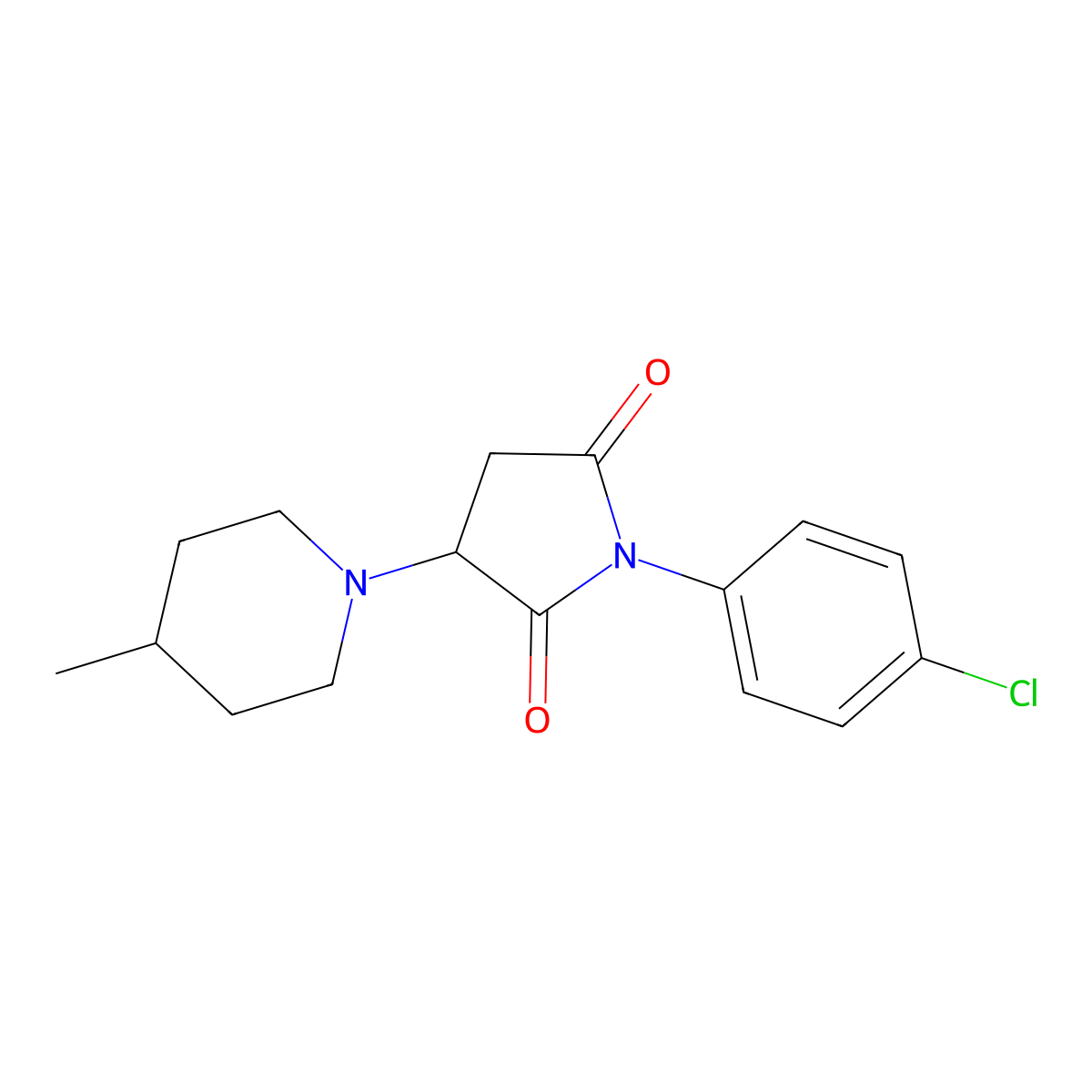 1-(4-Chlorophenyl)-3-(4-methyl-1-piperidinyl)-2,5-pyrrolidinedione molecular structure, CAS 299408-39-2