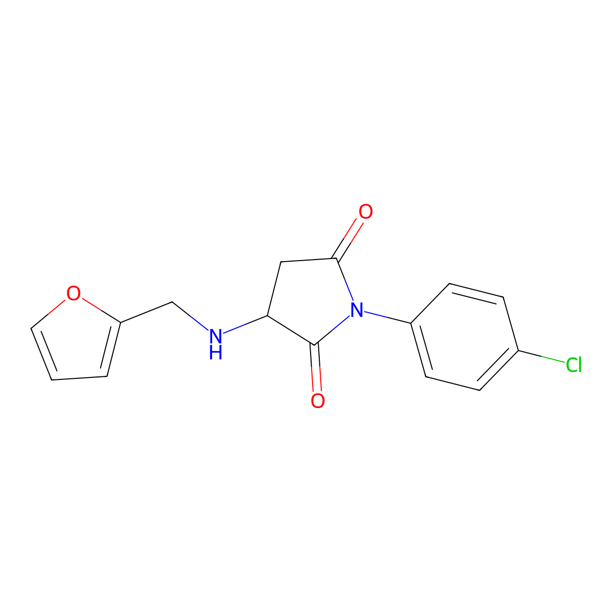 1-(4-Chlorophenyl)-3-[(furan-2-ylmethyl)amino]pyrrolidine-2,5-dione molecular structure, CAS 299408-40-5