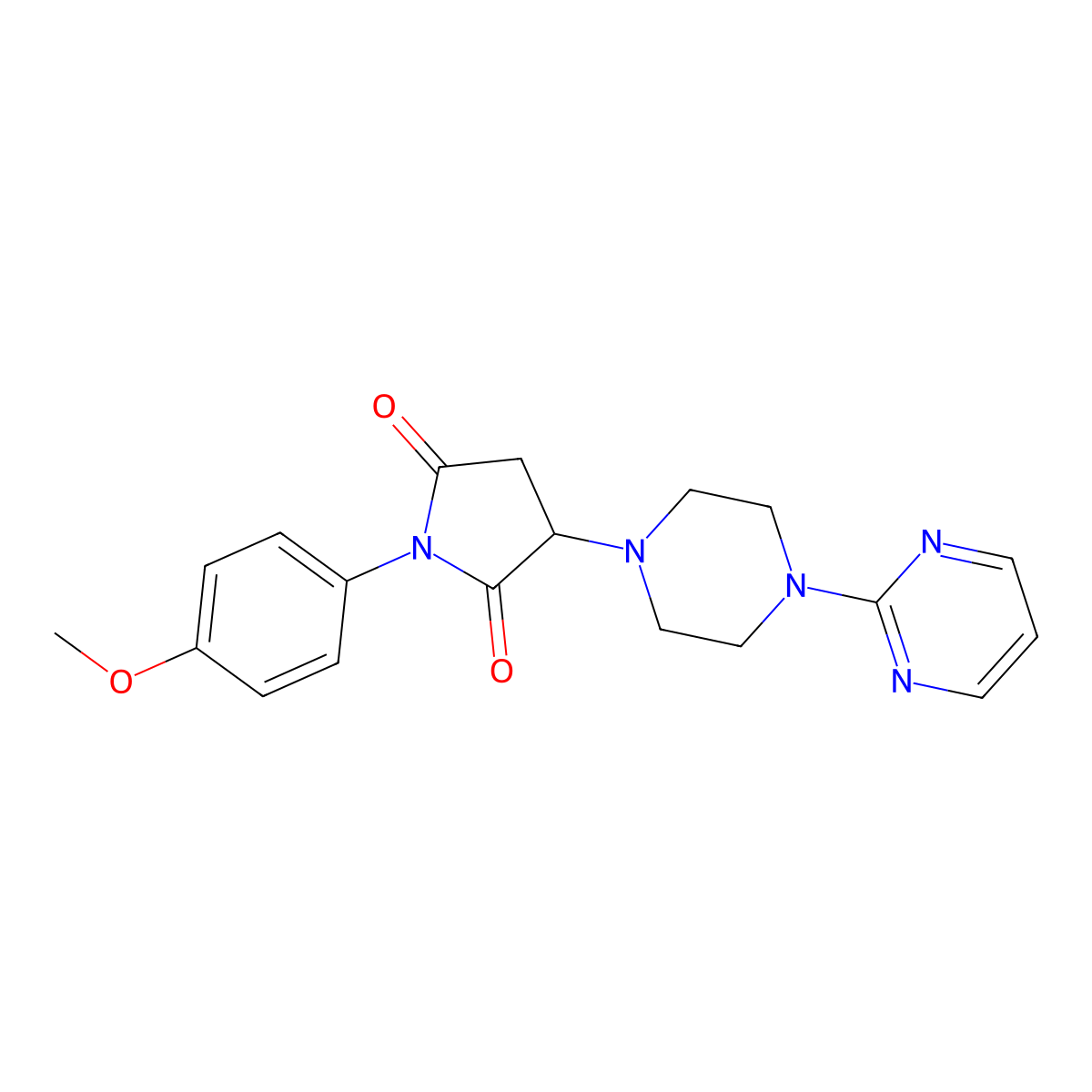 1-(4-Methoxyphenyl)-3-(4-pyrimidin-2-ylpiperazin-1-yl)pyrrolidine-2,5-dione molecular structure, CAS 299408-45-0