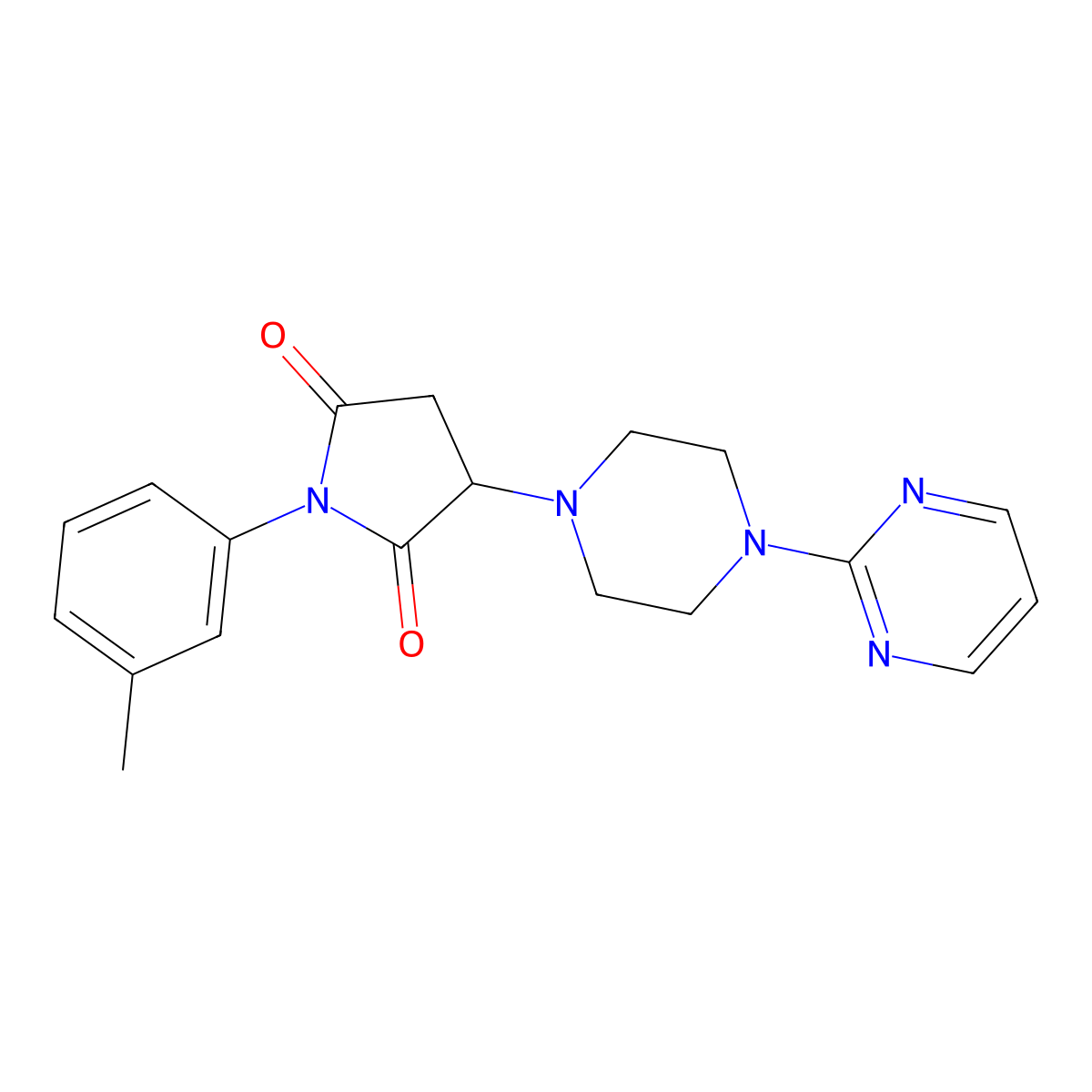 1-(3-Methylphenyl)-3-[4-(2-pyrimidinyl)-1-piperazinyl]-2,5-pyrrolidinedione molecular structure, CAS 299408-46-1
