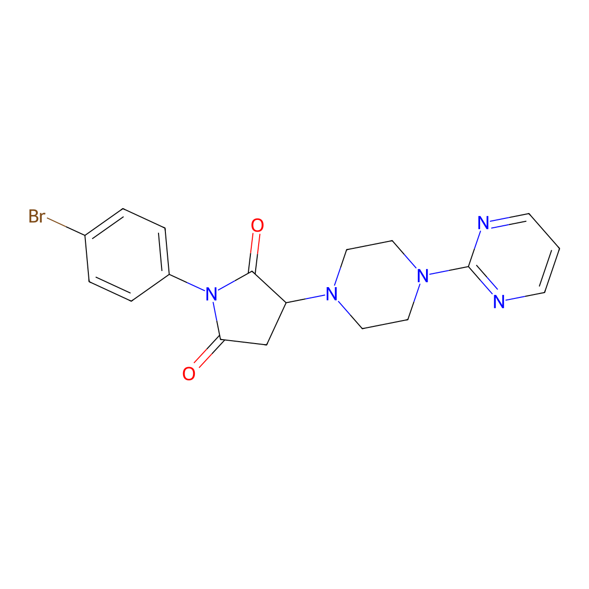 1-(4-Bromophenyl)-3-(4-pyrimidin-2-ylpiperazin-1-yl)pyrrolidine-2,5-dione molecular structure, CAS 299408-48-3