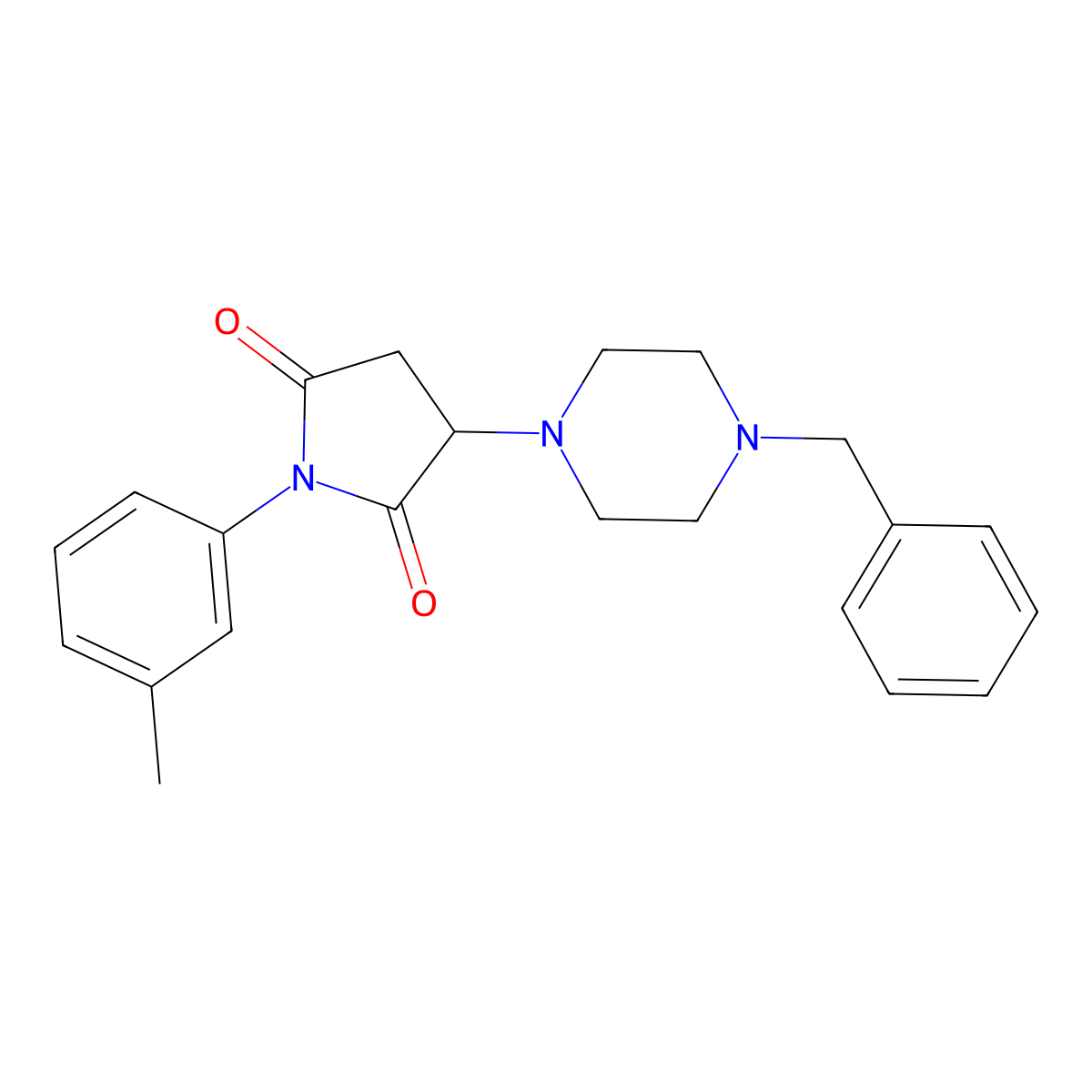 3-(4-Benzyl-piperazin-1-yl)-1-m-tolyl-pyrrolidine-2,5-dione molecular structure, CAS 299408-51-8