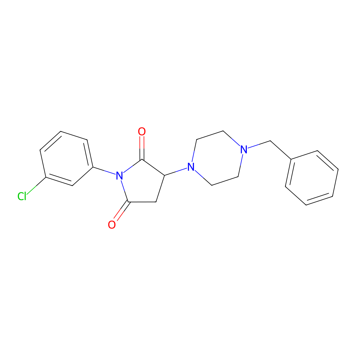 3-(4-Benzylpiperazin-1-yl)-1-(3-chlorophenyl)pyrrolidine-2,5-dione molecular structure, CAS 299408-52-9