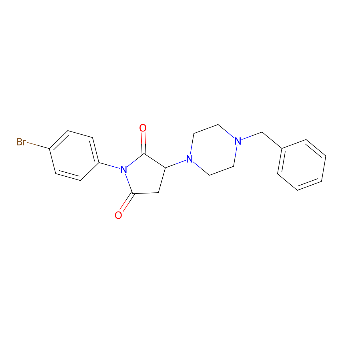 3-(4-Benzylpiperazin-1-yl)-1-(4-bromophenyl)pyrrolidine-2,5-dione molecular structure, CAS 299408-53-0