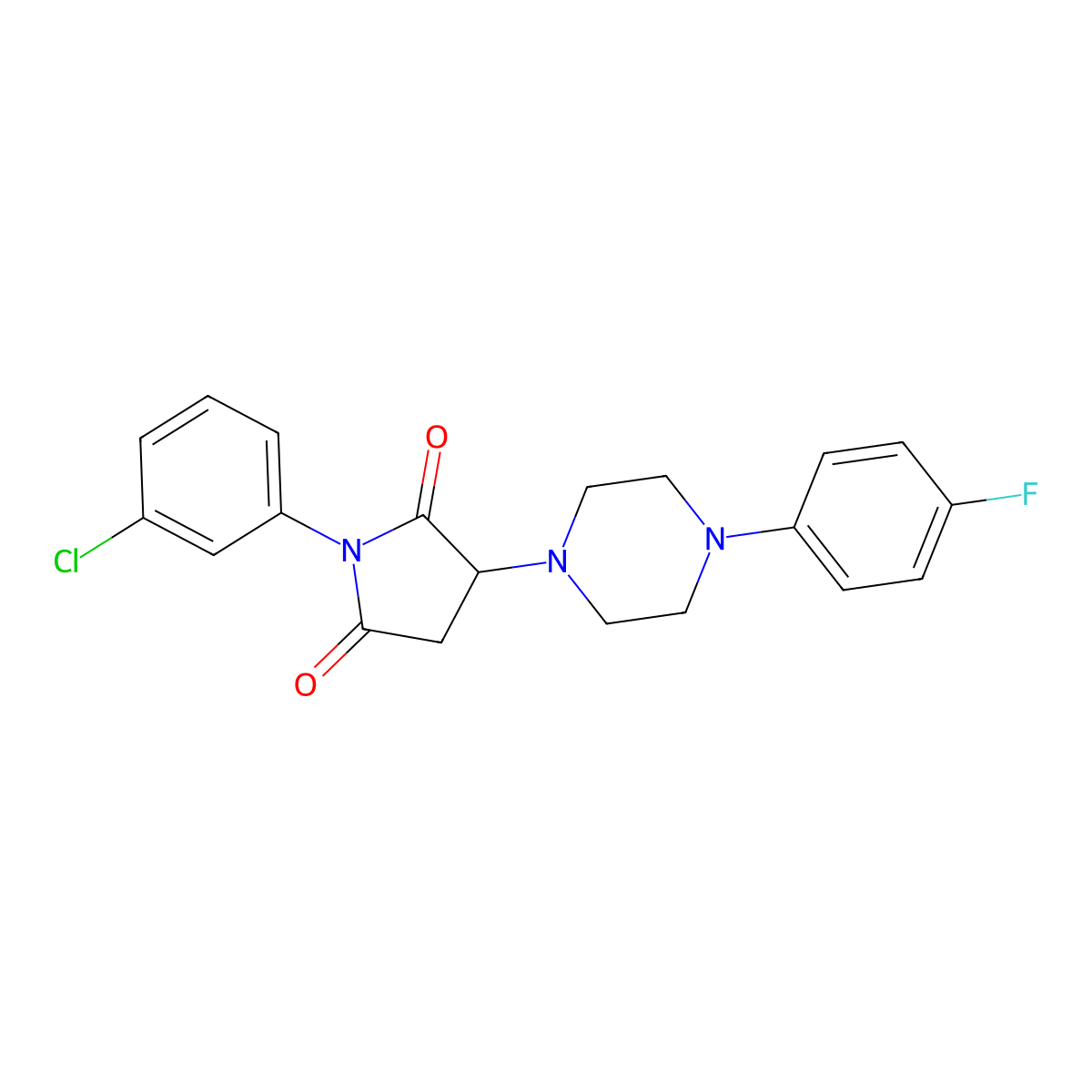 1-(3-Chlorophenyl)-3-[4-(4-fluorophenyl)piperazin-1-yl]pyrrolidine-2,5-dione molecular structure, CAS 299408-56-3