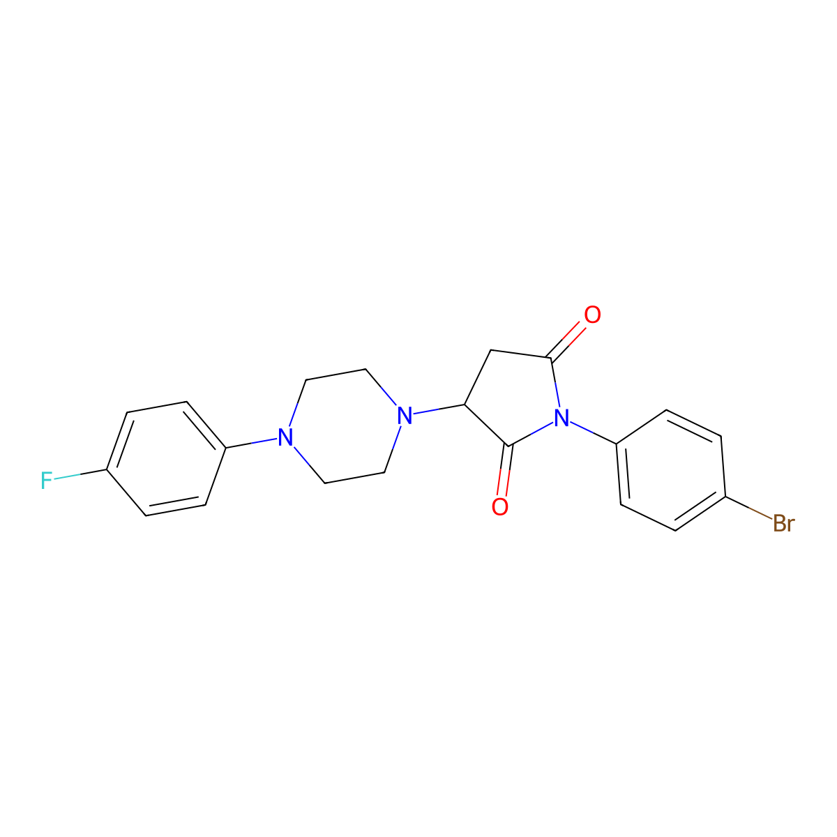1-(4-Bromophenyl)-3-[4-(4-fluorophenyl)piperazin-1-yl]pyrrolidine-2,5-dione molecular structure, CAS 299408-57-4