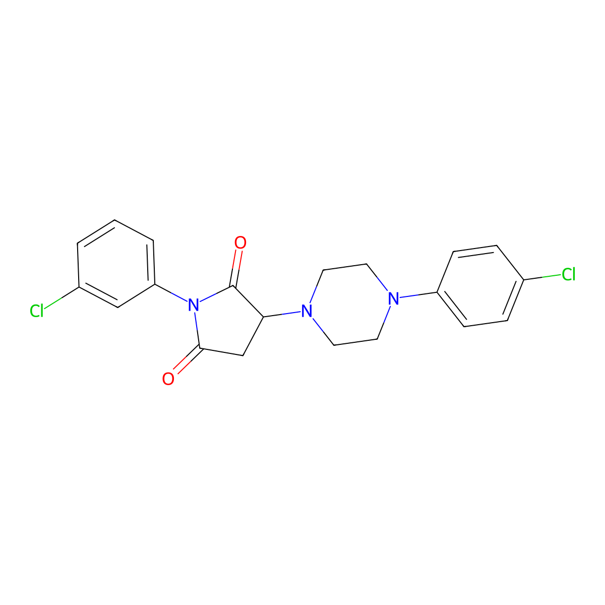 1-(3-Chlorophenyl)-3-[4-(4-chlorophenyl)piperazin-1-yl]pyrrolidine-2,5-dione molecular structure, CAS 299408-59-6
