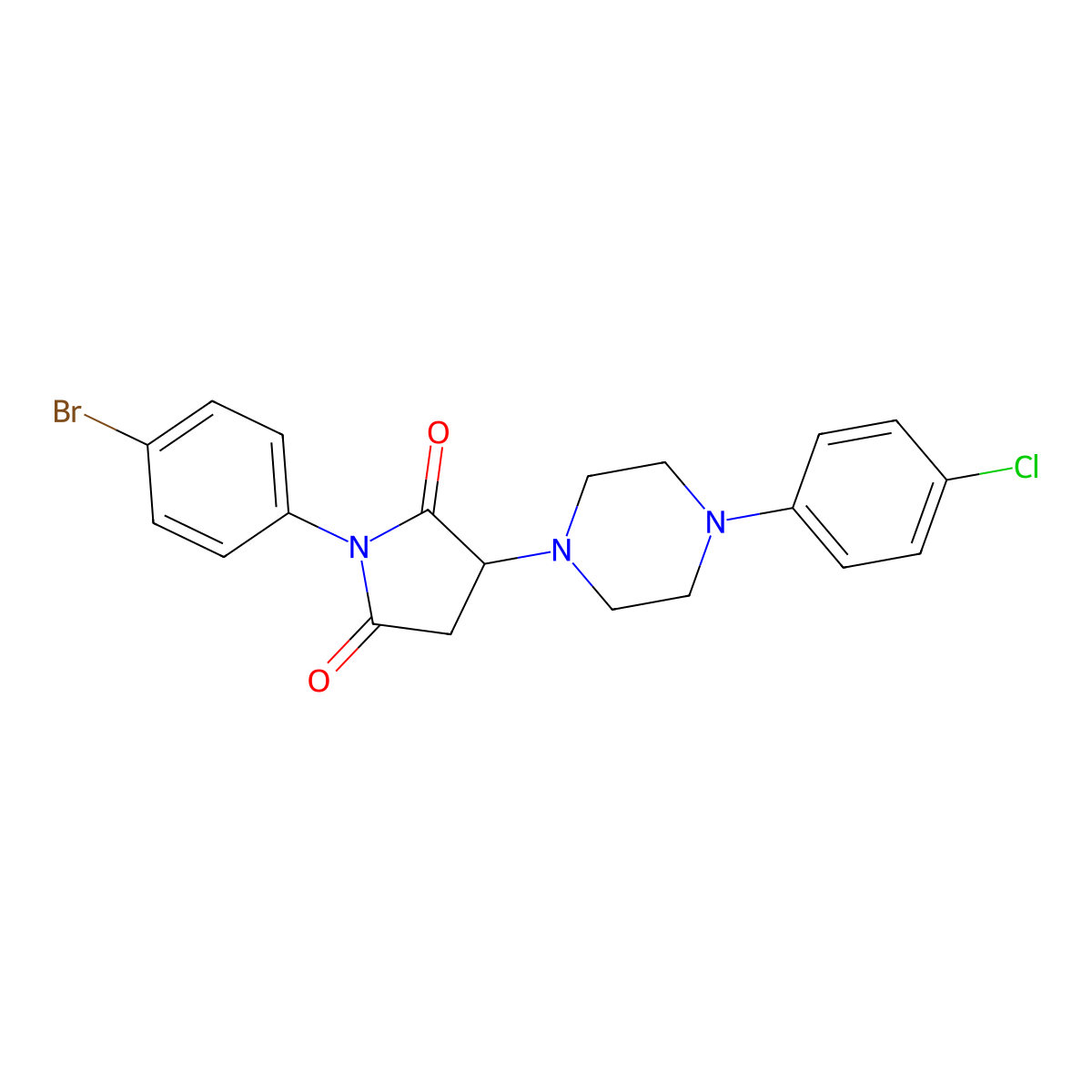 1-(4-Bromophenyl)-3-[4-(4-chlorophenyl)piperazin-1-yl]pyrrolidine-2,5-dione molecular structure, CAS 299408-60-9