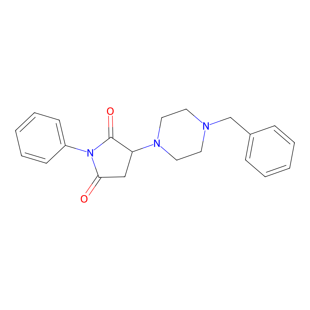 3-(4-Benzylpiperazin-1-yl)-1-phenylpyrrolidine-2,5-dione molecular structure, CAS 299408-70-1