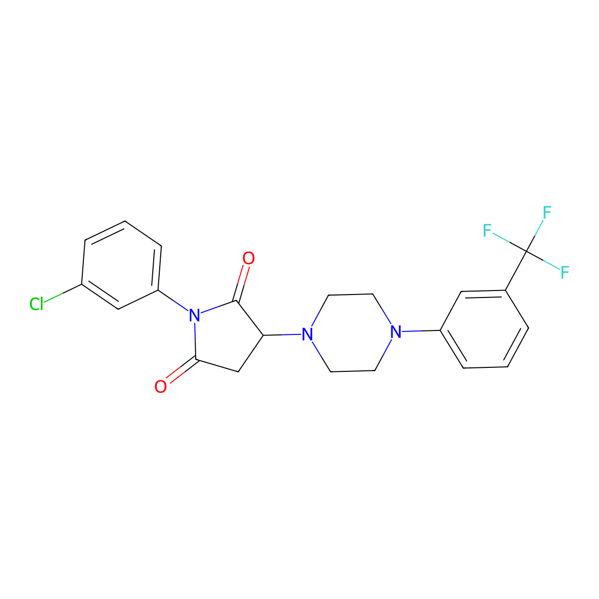 1-(3-Chlorophenyl)-3-[4-[3-(trifluoromethyl)phenyl]piperazin-1-yl]pyrrolidine-2,5-dione molecular structure, CAS 299408-73-4