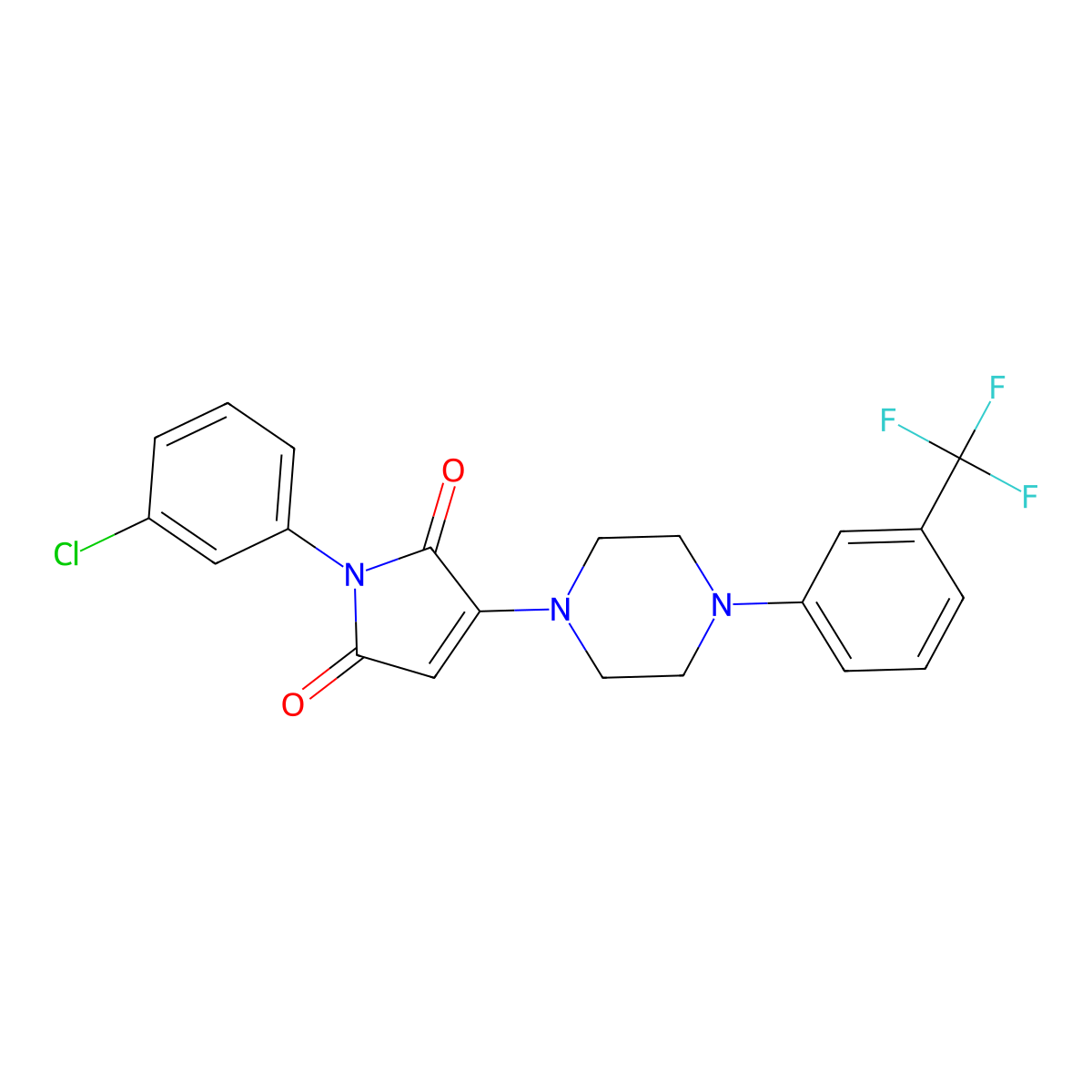 1-(3-Chlorophenyl)-3-[4-[3-(trifluoromethyl)phenyl]piperazin-1-yl]pyrrole-2,5-dione molecular structure, CAS 299408-74-5