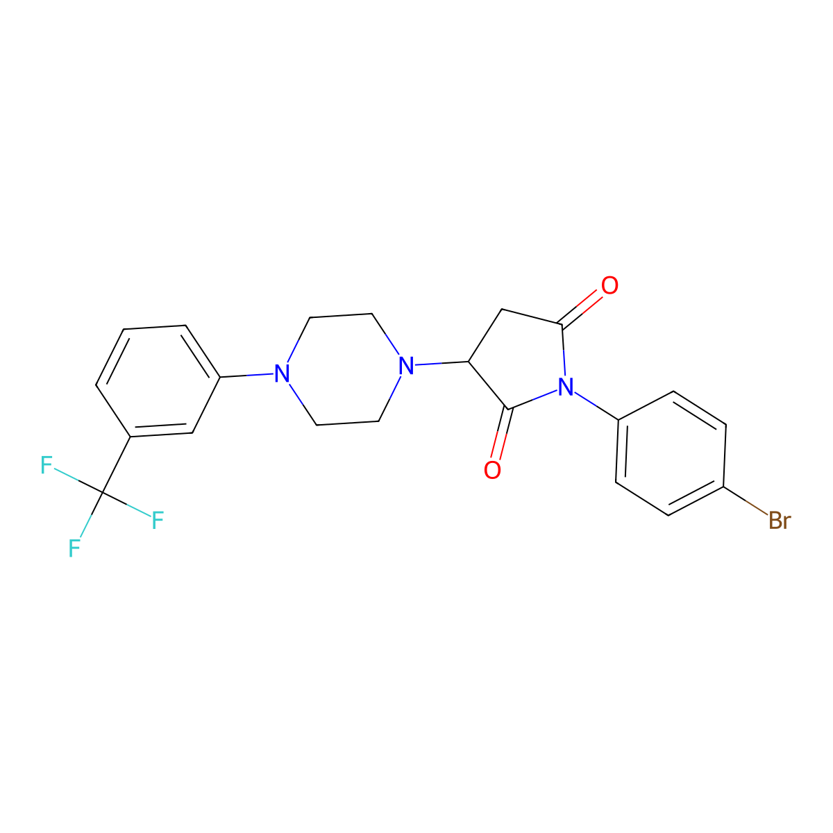 1-(4-Bromophenyl)-3-[4-[3-(trifluoromethyl)phenyl]piperazin-1-yl]pyrrolidine-2,5-dione molecular structure, CAS 299408-75-6