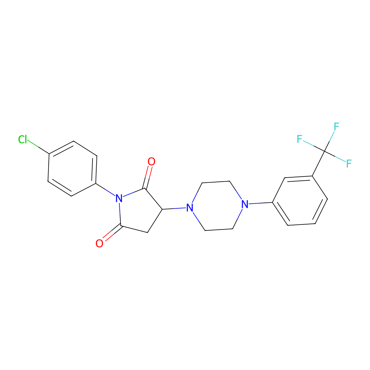 1-(4-Chlorophenyl)-3-[4-[3-(trifluoromethyl)phenyl]piperazin-1-yl]pyrrolidine-2,5-dione molecular structure, CAS 299408-76-7