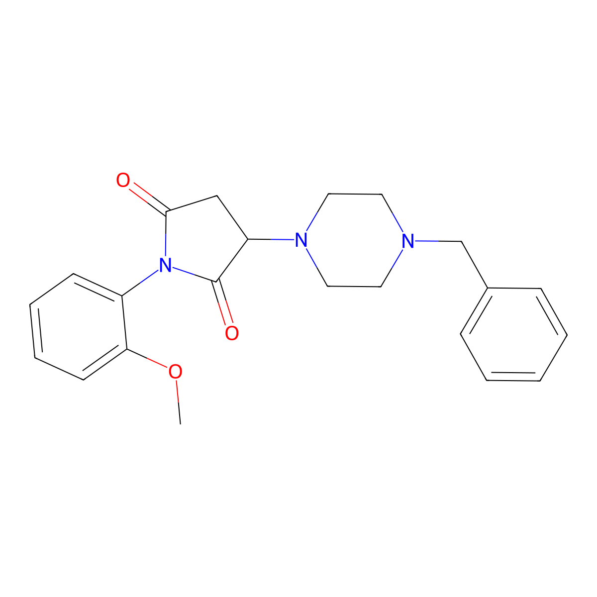 3-(4-Benzylpiperazin-1-yl)-1-(2-methoxyphenyl)pyrrolidine-2,5-dione molecular structure, CAS 299408-83-6