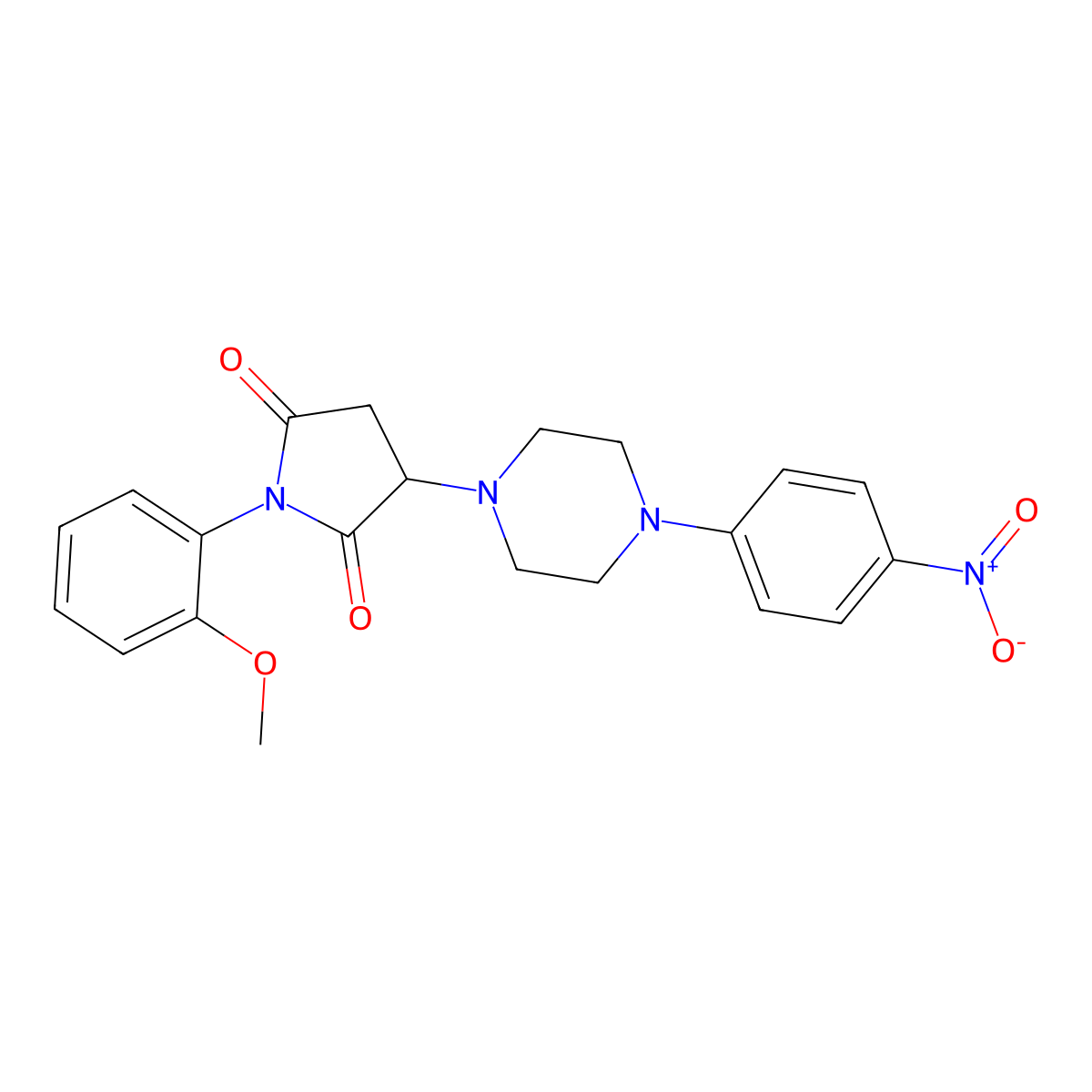 1-(2-Methoxyphenyl)-3-[4-(4-nitrophenyl)piperazin-1-yl]pyrrolidine-2,5-dione molecular structure, CAS 299408-85-8