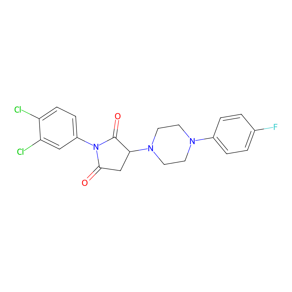 1-(3,4-Dichlorophenyl)-3-[4-(4-fluorophenyl)piperazin-1-yl]pyrrolidine-2,5-dione molecular structure, CAS 299408-88-1