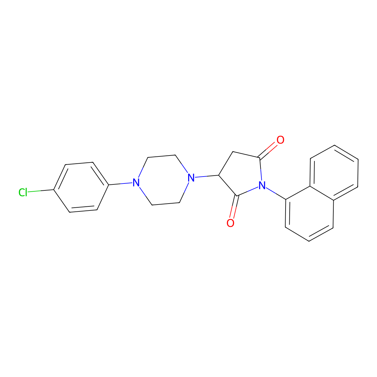3-[4-(4-Chlorophenyl)piperazin-1-yl]-1-naphthalen-1-ylpyrrolidine-2,5-dione molecular structure, CAS 299408-94-9