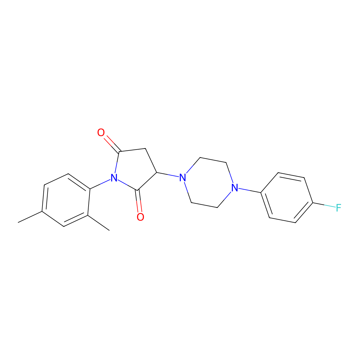 1-(2,4-Dimethylphenyl)-3-[4-(4-fluorophenyl)piperazin-1-yl]pyrrolidine-2,5-dione molecular structure, CAS 299408-95-0