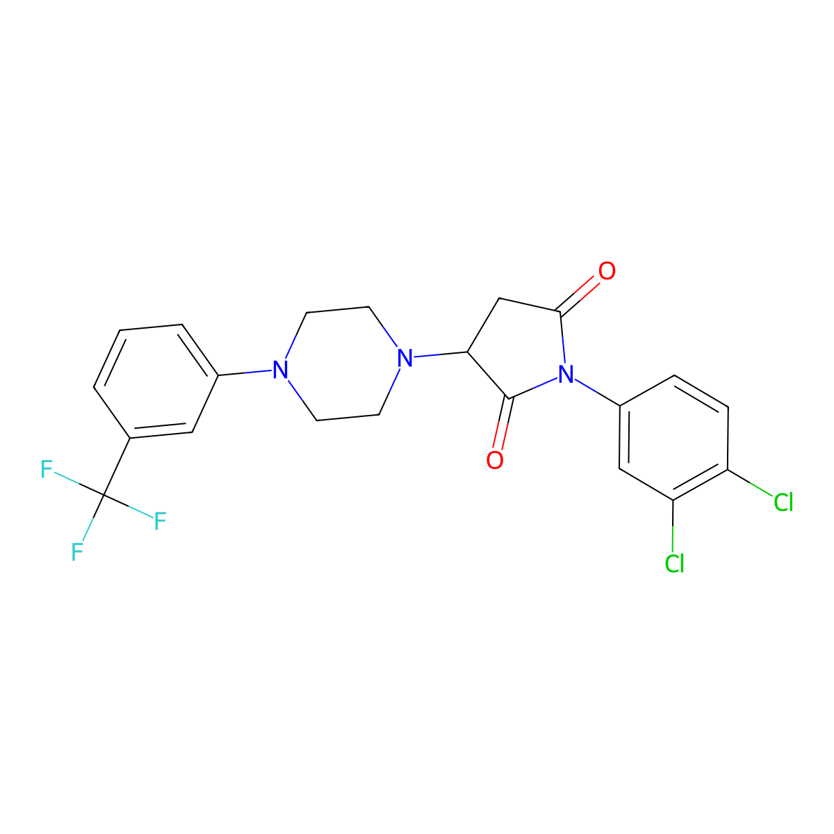 1-(3,4-Dichlorophenyl)-3-[4-[3-(trifluoromethyl)phenyl]piperazin-1-yl]pyrrolidine-2,5-dione molecular structure, CAS 299408-99-4