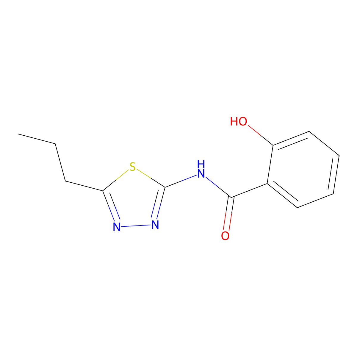 2-hydroxy-N-(5-propyl-1,3,4-thiadiazol-2-yl)benzamide molecular structure, CAS 299417-21-3