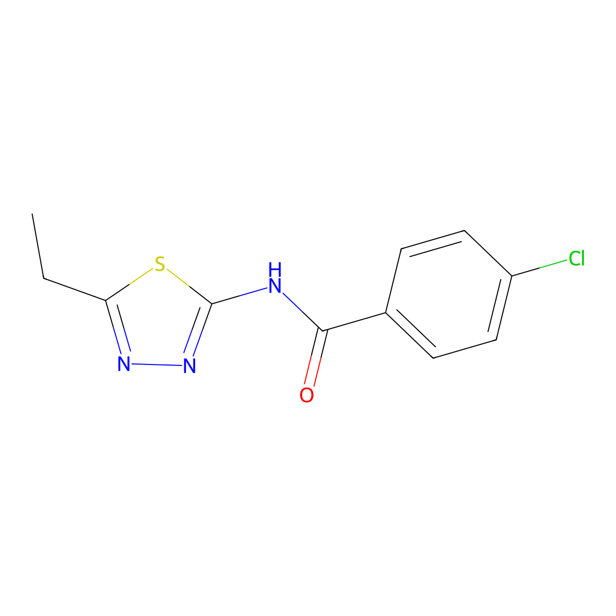 4-chloro-N-(5-ethyl-1,3,4-thiadiazol-2-yl)benzamide molecular structure, CAS 299417-23-5