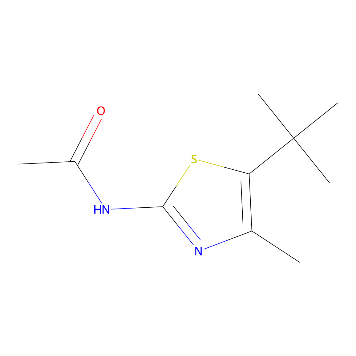 N-(5-tert-butyl-4-methyl-1,3-thiazol-2-yl)acetamide molecular structure, CAS 299417-28-0