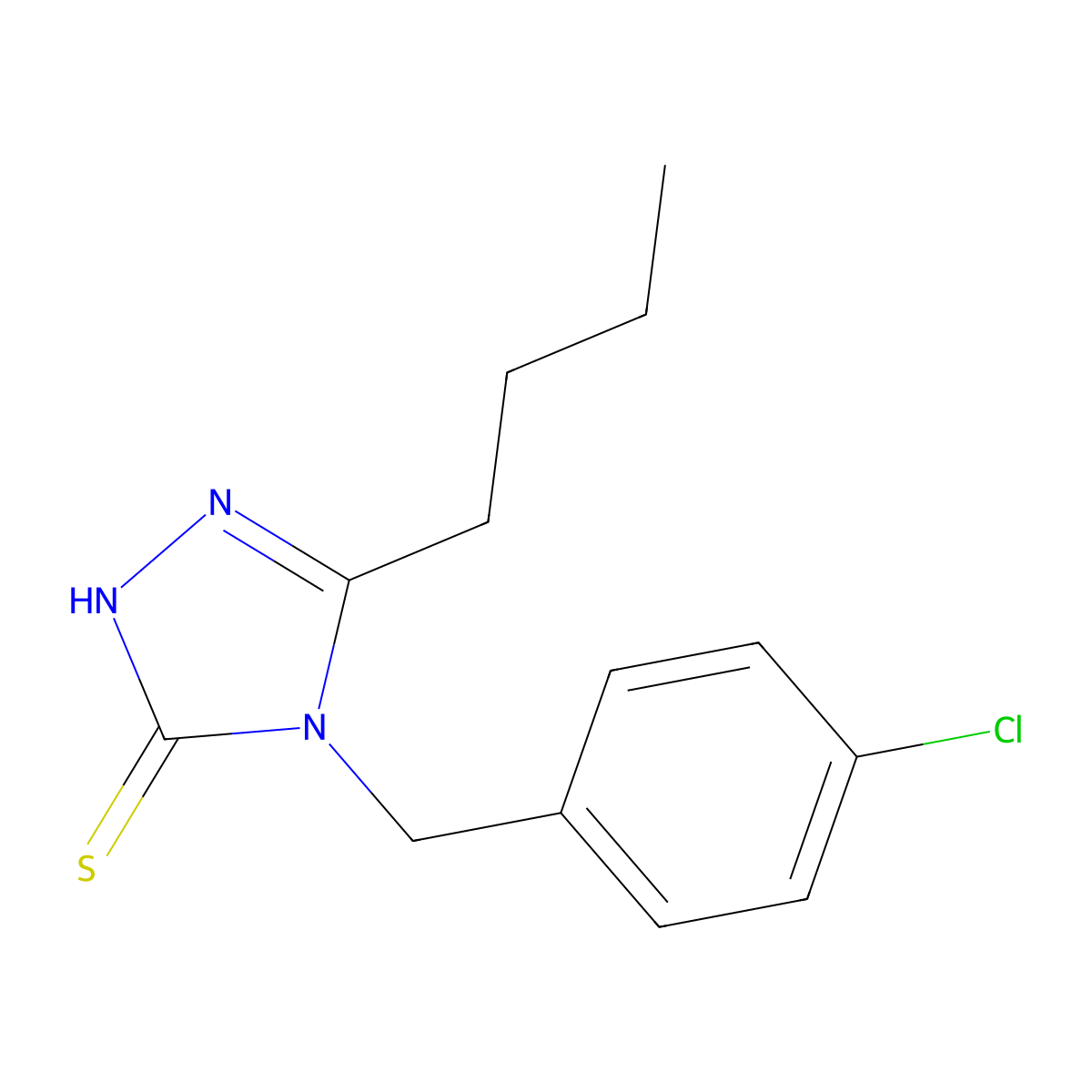5-butyl-4-(4-chlorobenzyl)-2,4-dihydro-3H-1,2,4-triazole-3-thione molecular structure, CAS 299417-39-3