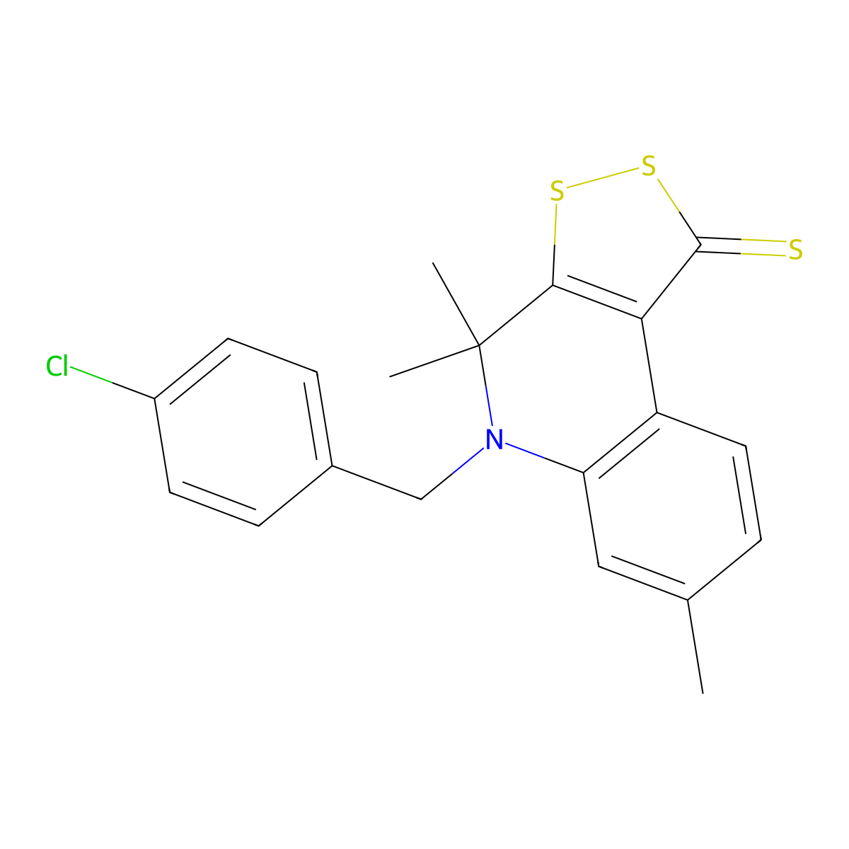 5-[(4-Chlorophenyl)methyl]-4,4,7-trimethyldithiolo[3,4-c]quinoline-1-thione molecular structure, CAS 299418-62-5