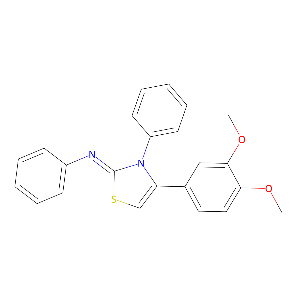 4-(3,4-dimethoxyphenyl)-N,3-diphenyl-1,3-thiazol-2-imine molecular structure, CAS 299418-79-4