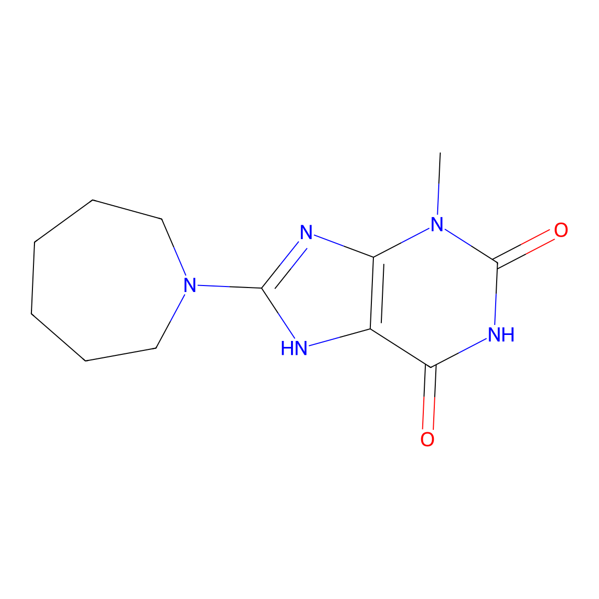 8-(Azepan-1-yl)-3-methyl-1H-purine-2,6(3H,7H)-dione molecular structure, CAS 299419-35-5