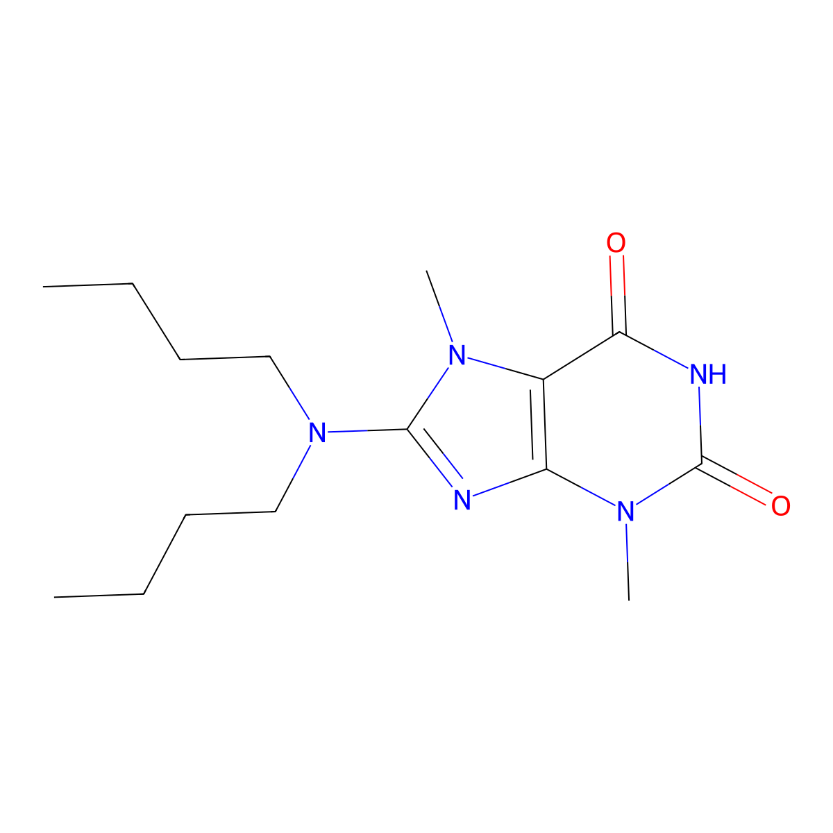 8-(dibutylamino)-3,7-dimethyl-1H-purine-2,6(3H,7H)-dione molecular structure, CAS 299419-40-2