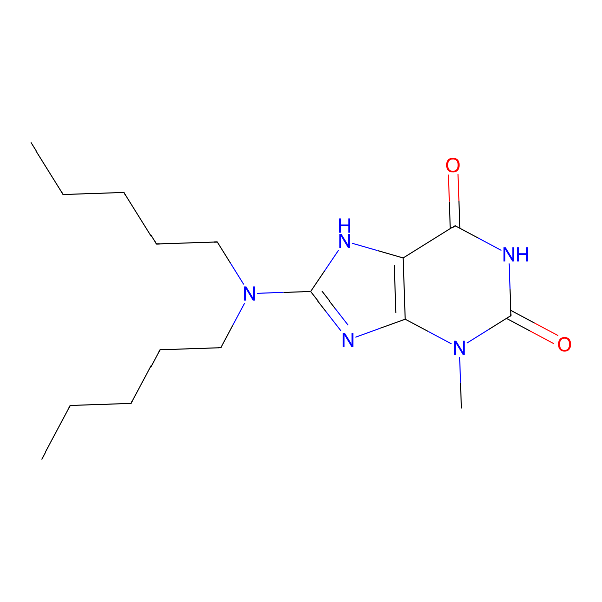 8-(Dipentylamino)-3-methyl-1,3,7-trihydropurine-2,6-dione molecular structure, CAS 299419-43-5