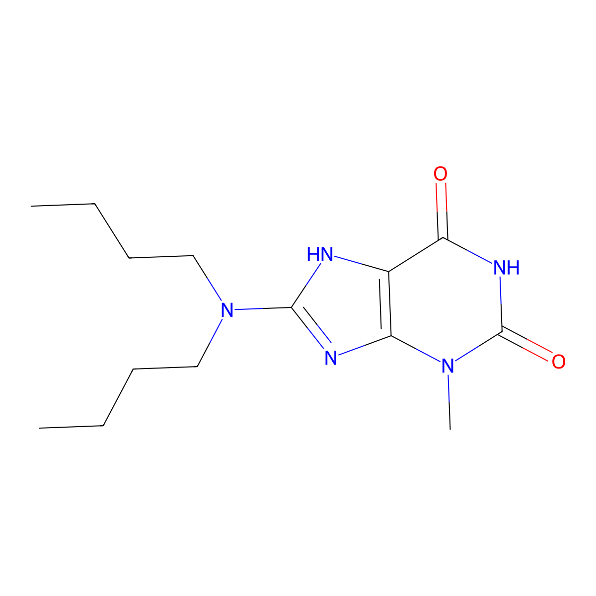 8-(dibutylamino)-3-methyl-3,7-dihydro-1H-purine-2,6-dione molecular structure, CAS 299419-44-6