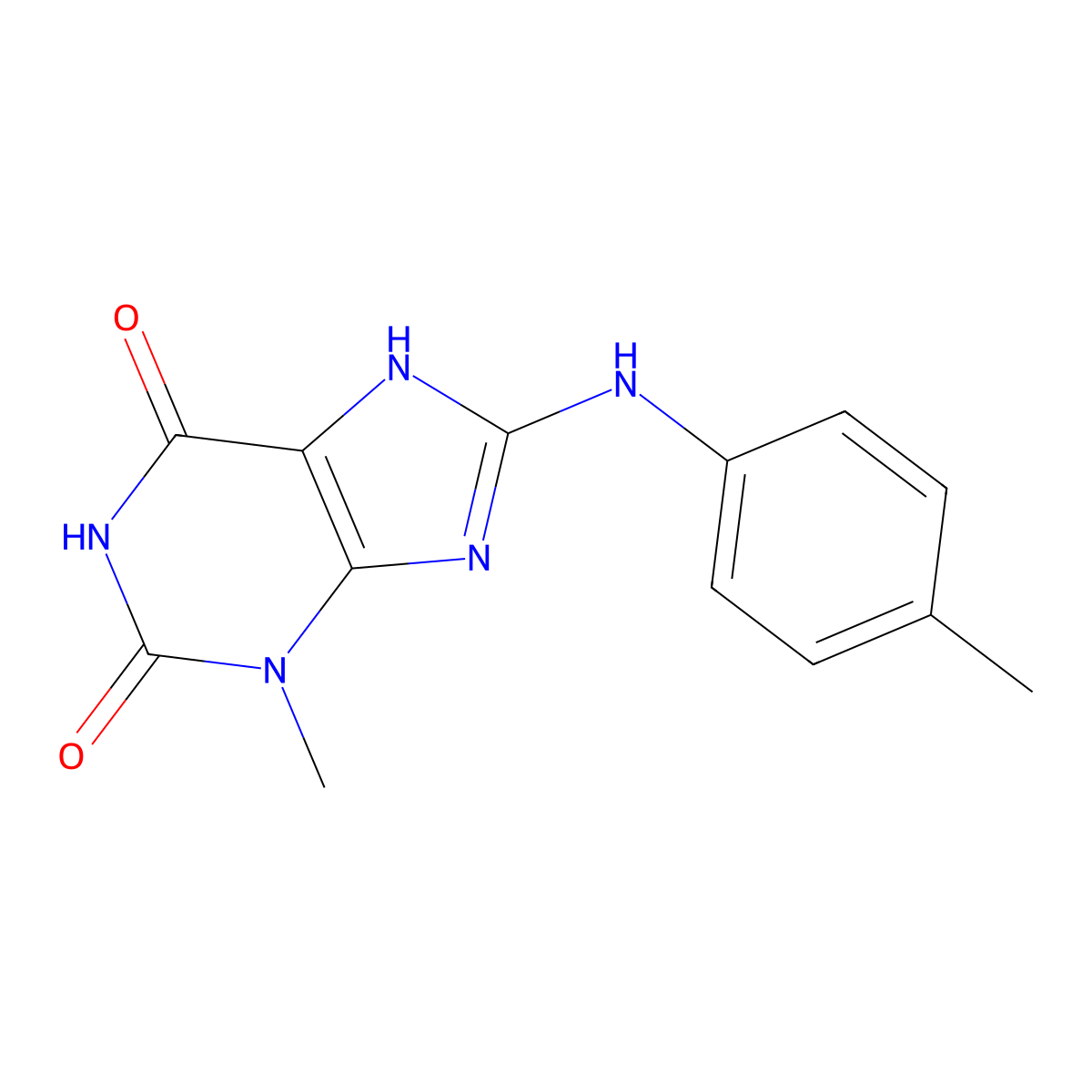 3-Methyl-8-p-tolylamino-3,7-dihydro-purine-2,6-dione molecular structure, CAS 299419-51-5
