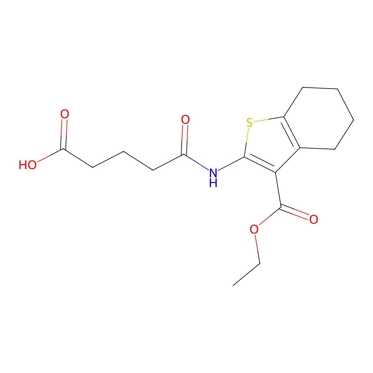 5-((3-(Ethoxycarbonyl)-4,5,6,7-tetrahydrobenzo[b]thiophen-2-yl)amino)-5-oxopentanoic acid molecular structure, CAS 299419-79-7